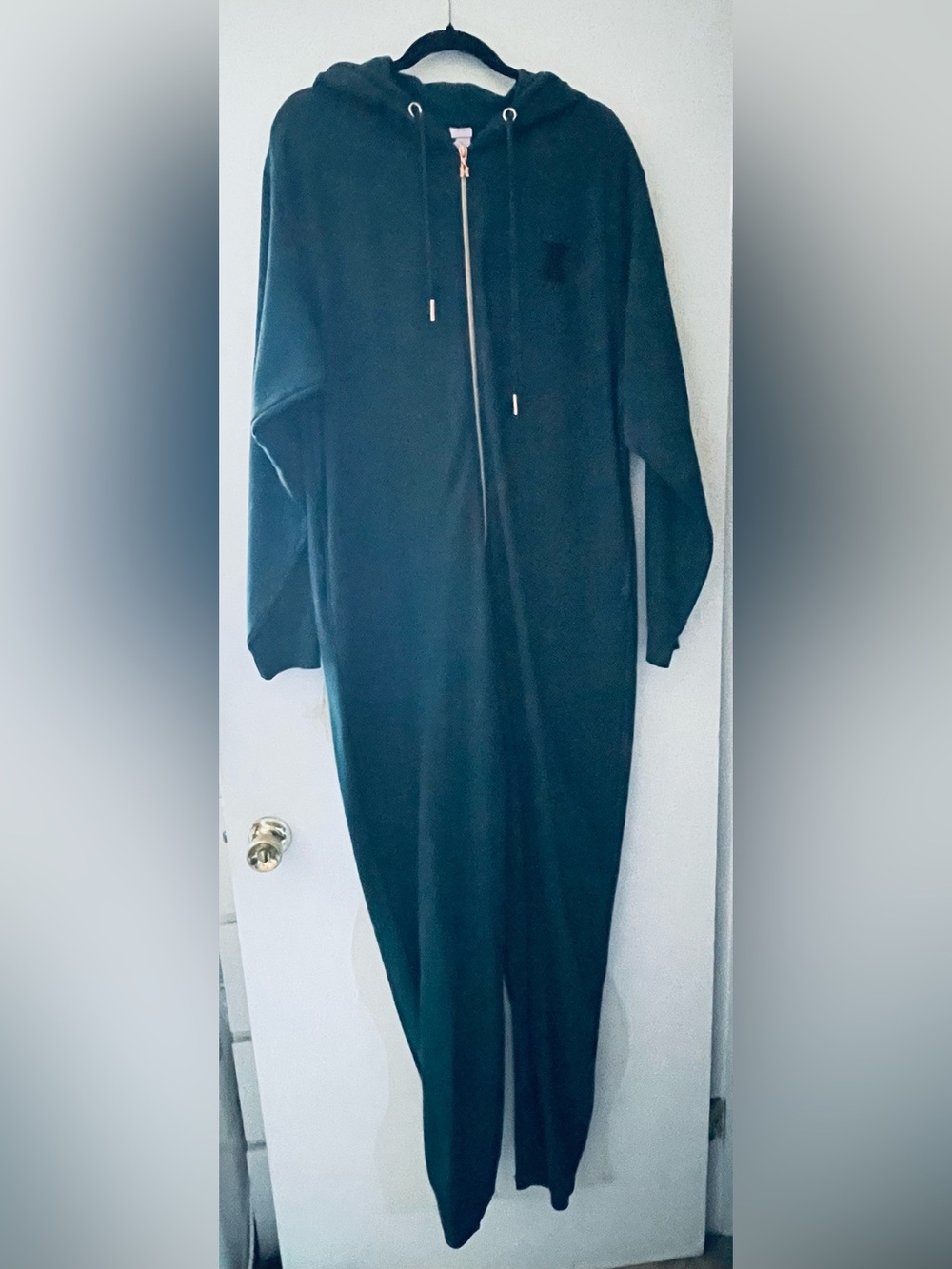 Savage X Fenty Showgirl Hunter Green Zip-Up Hooded Sweater Jumpsuit